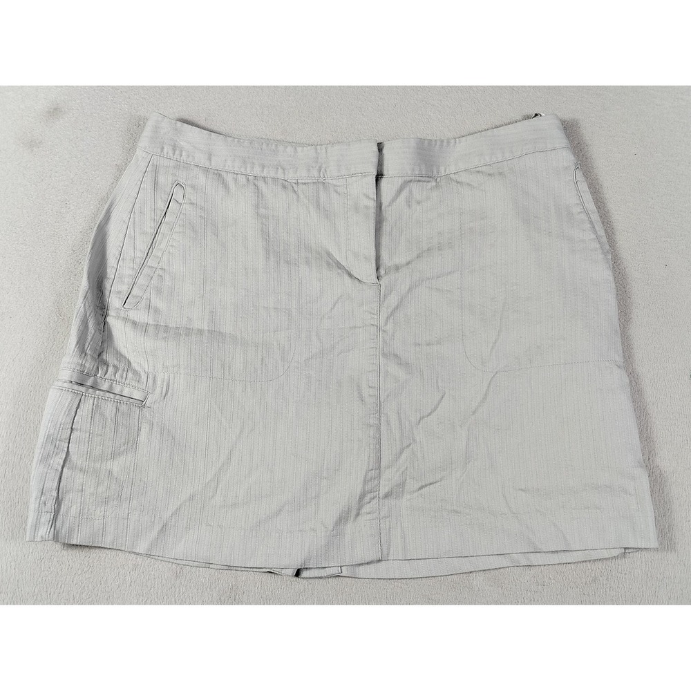 IZOD Cool FX XFG Skort Womens 10 Gray Striped Golf Athletic Stretch Lined Casual